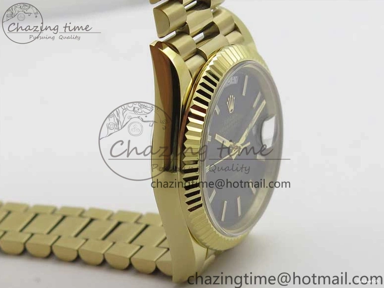 Black 40mm YG 228239 904 Version YG Bracelet Dial Markers BP A2836 Stick New Day-Date Dial on President 0420